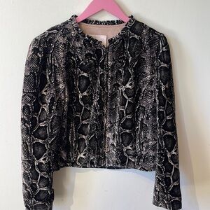 Rebecca Taylor Velvet Skakeskin Print Blazer size Large